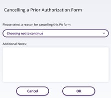 Cancelling a Prior Authorization Form