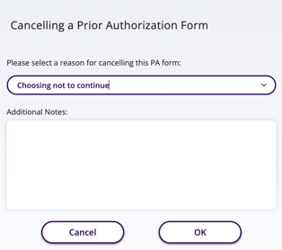 Cancelling a Prior Authorization Form