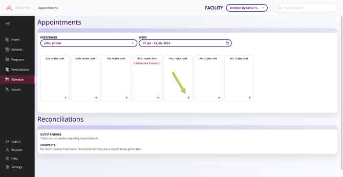 Where to click in order to create a new appointment