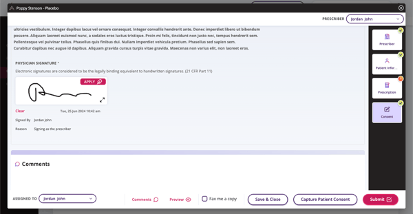 The signature box with the arrows available to expand the box.