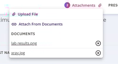 The documents that have been selected are listed under the Attachments button.