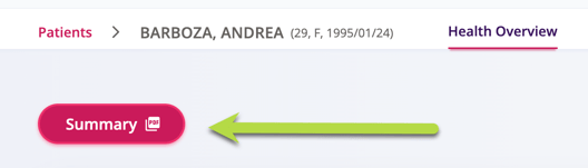 Arrow pointing to click the summary button