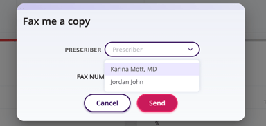 This window displays Fax me a copy option