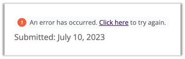 Sceenshot of the warning message indication when the form was submited with the option to "Cick here" in order to resubmit the enrolment form