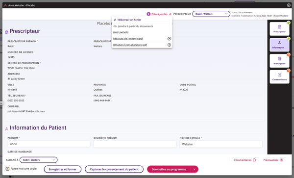 Un extrait de formulaire d'autorisation préalable affiche l'option Pièces jointes sélectionnée, où vous pouvez choisir de télécharger un fichier ou de le joindre à partir de documents.