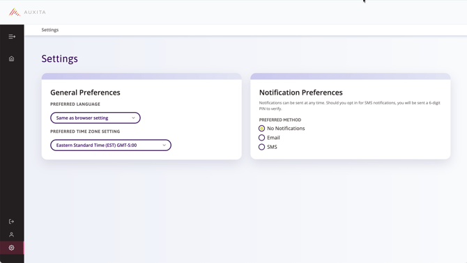 Screen capture taking you to a screen to set your notification preferences.