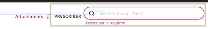 Screenshot of the section in the additional form in which the prescriber is required.
