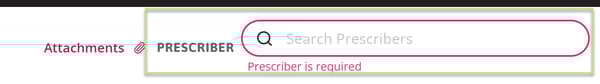 Screenshot of the section in the additional form in which the prescriber is required.