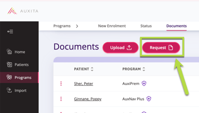 Request document uploads document tab