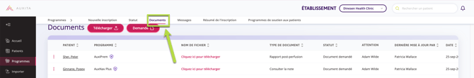 Depuis la section Programmes, vous pouvez accéder à la section Documents.