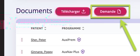 Demander le téléchargement de documents onglet Documents