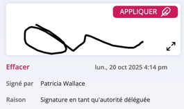 Raison: Motif : signature en tant qu'autorité déléguée.  