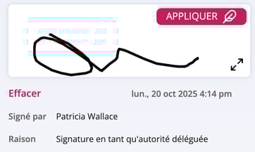 Raison: Motif : signature en tant qu'autorité déléguée.