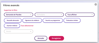 Filtres avancés permettant à l'utilisateur de filtrer et d'affiner sa recherche
