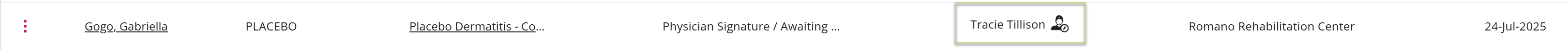 Icon next to the user name indicvating form was sent to a guest prescriber.