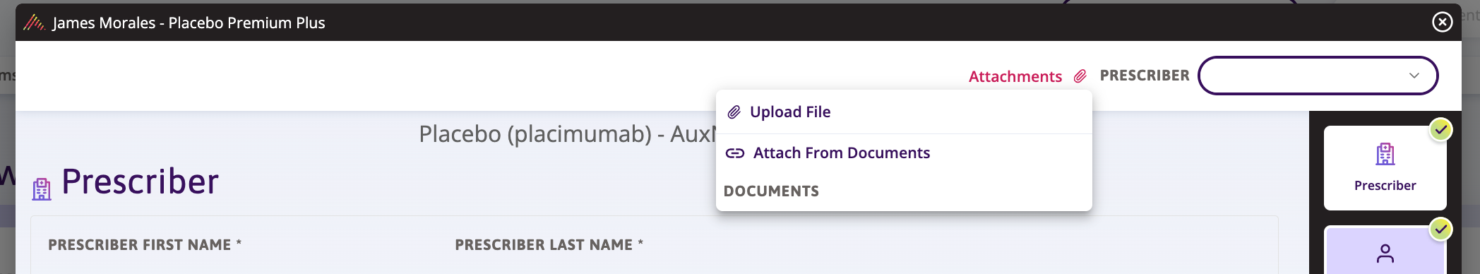 Enrolment form displaying on the top right where to click to add attachements to the form