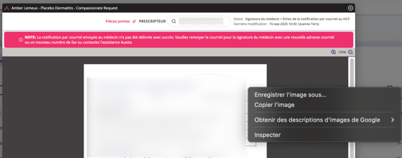 Un formulaire supplémentaire en mode aperçu où le clic droit de la souris a été effectué et où l'option « Enregistrer l'image sous » est visible. Un filigrane discret apparaît en arrière-plan.