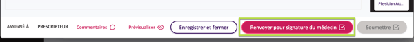 Formulaire médical intitulé « Dermatite placebo - Demande à titre humanitaire » avec des champs pour les informations sur le patient et les options de type de soumission. Une barre de notification rouge en haut signale un échec d'envoi par e-mail. Barre latérale avec options de navigation. Bouton mis en évidence pour la signature du médecin.