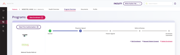 Program Overview page displaying enrolment progress.